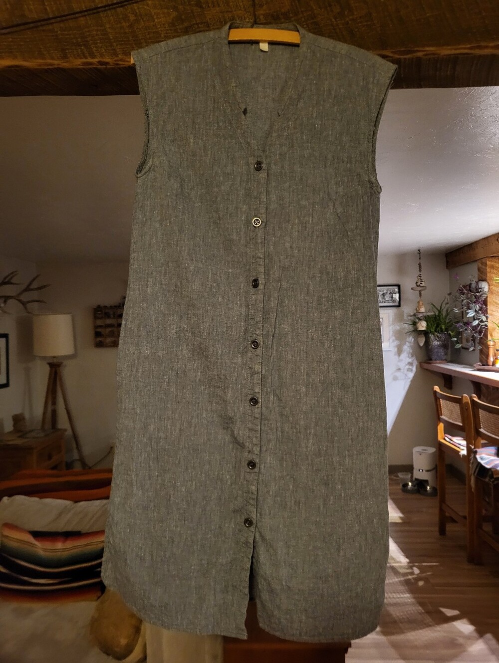 EF Linen Cotton Chambray Shift Dress